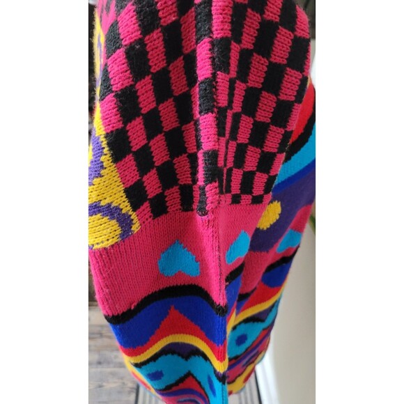 Women's Adele Knitwear USA VTG Knitted Sweater Color Block Hearts Geometric XL - Picture 5 of 10